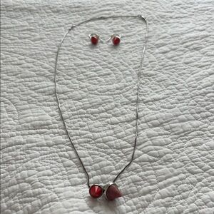 & Other Stories Silver and Red Necklace with Crimson Beads
